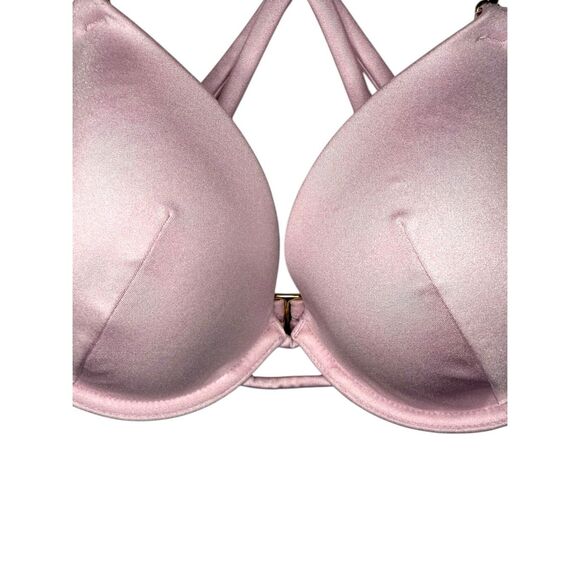 Victoria’s Secret 32DD Racerback Bikini Swim Top Pink Gold Chain Padded Push Up - Picture 4 of 9
